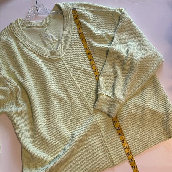 Aerie Wonder Textured Sweatshirt Womens Large Pistachio Green V-Neck *FLAW - Picture 12 of 12